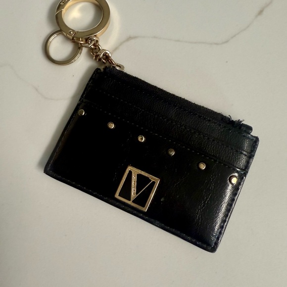 Victoria’s Secret Card Holder Change Purse with Gold Keychain Black - Picture 1 of 3